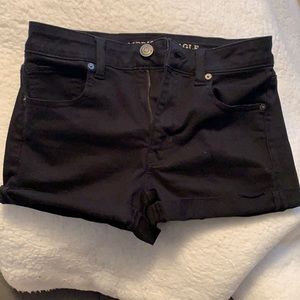American Eagle black hi-rise shortie shorts